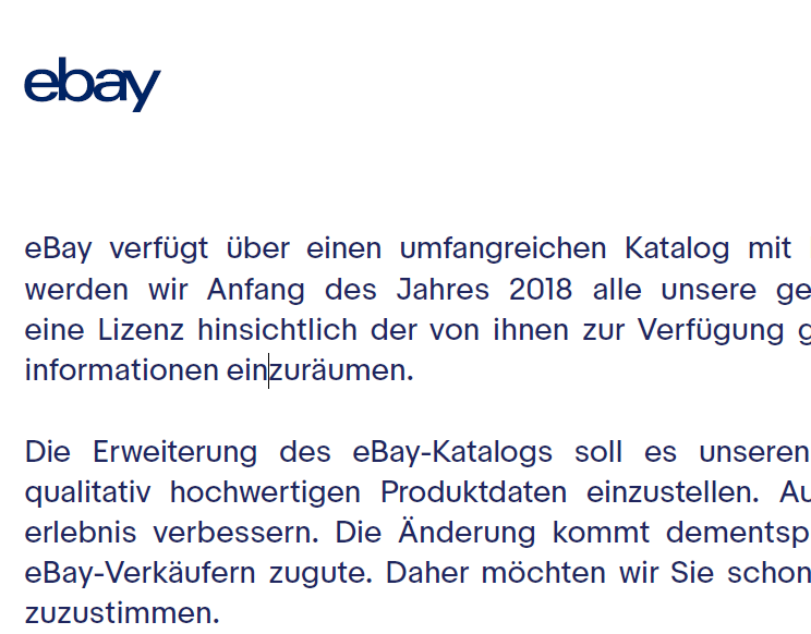 Ebay lässt sich ab Anfang 2018 eine Lizenz für Bilder von Händlern einräumen