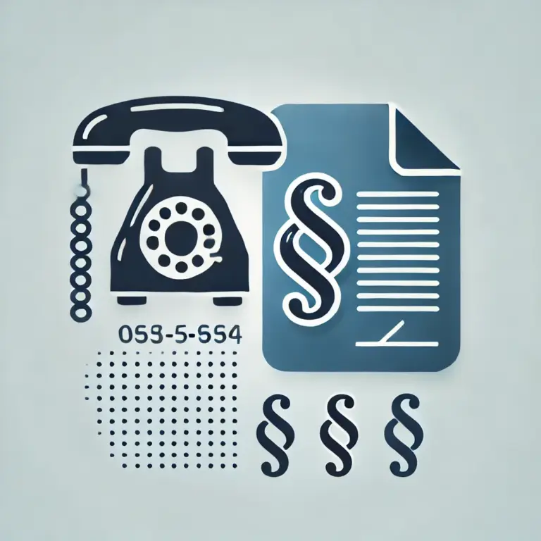 Telefonsymbol und Piktogramm einer Widerrufsbelehrung