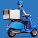 Auslieferung eines Paketes auf einer Vespa