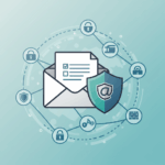 Grafik mit Email-Symbol und einem Schild mit einem @-Zeichen