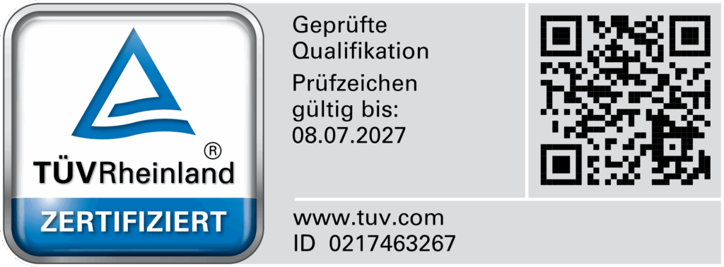 Persönliches Zertifikat vom TÜV Rheinland für Johnny Chocholaty als Externer Datenschutzbeauftragter