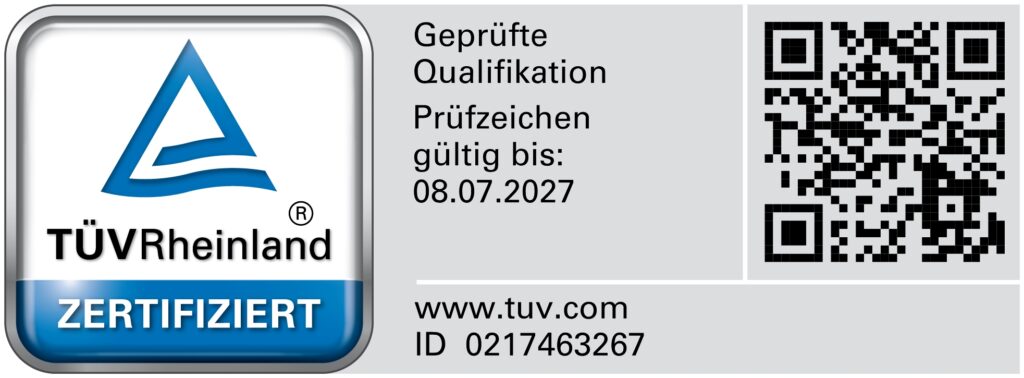 Persönliches Zertifikat vom TÜV Rheinland für Johnny Chocholaty als Externer Datenschutzbeauftragter