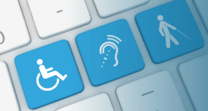 Tastatur mit Symbolen für Barrierfreiheit