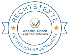 Website-Check Siegel für rechtlich abgesicherte Rechtstexte.