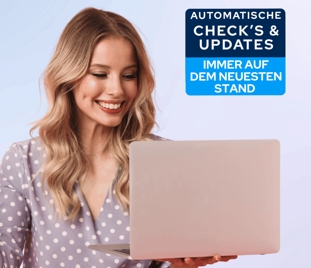 Lächelnde Frau mit Laptop in der Hand