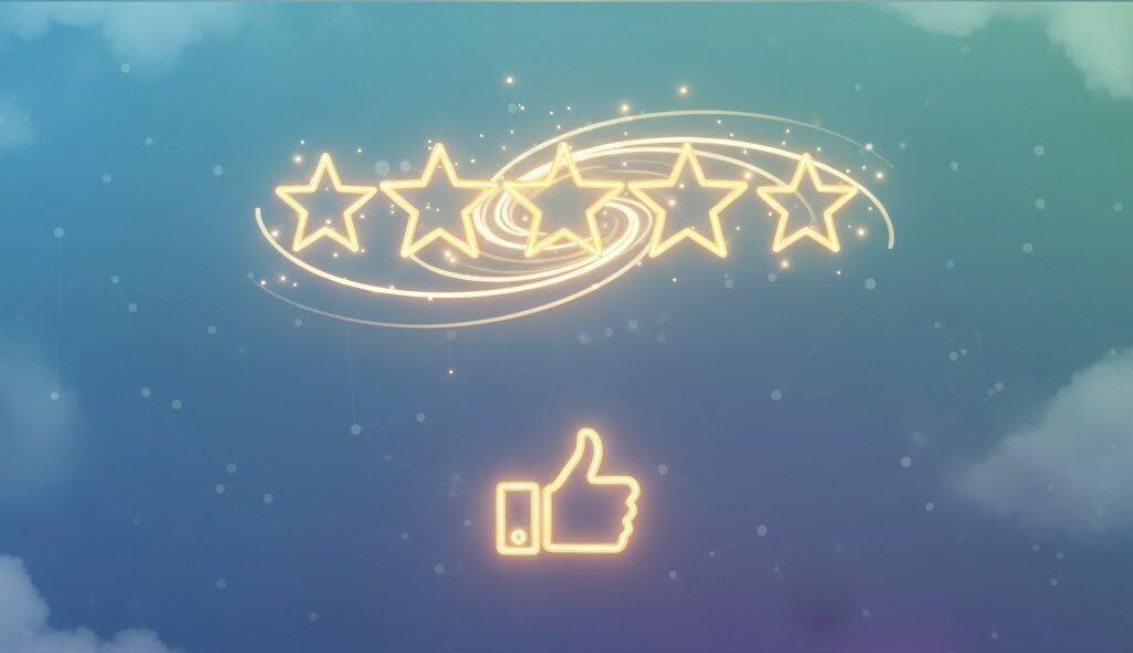 Online Bewertungen Sterne Daumen hoch