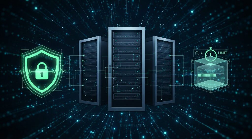 Animation zur DSGVO: Datensicherheit, Einwilligungsgültigkeit, Speicherbegrenzung, Server.