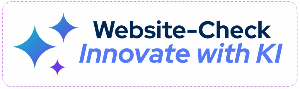 Grafik mit Slogan Website-check & Innovate with KI