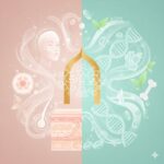 Beauty- und Health-Claims-Konzept: Links Haut, Haare und ästhetische Darstellung, rechts DNA, Herz und Knochen für Gesundheit.