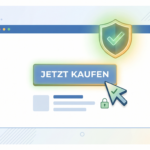 Illustration eines rechtssicheren Kauf-Buttons mit der Aufschrift Jetzt Kaufen und einem Schutzschild-Symbol für Online-Shops